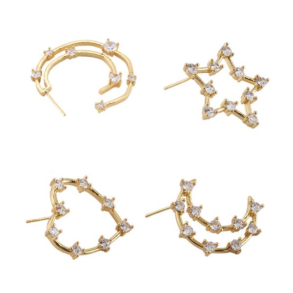 

charm charms for jewelry making supplies moon star heart pendant diy earring copper mosaic cz accessories, Bronze;silver