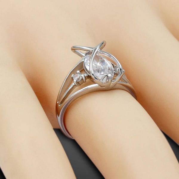 

wedding rings fashion jewelry silver color x shape cross for women size 5 6 party engagement female finger ring jz271d, Slivery;golden