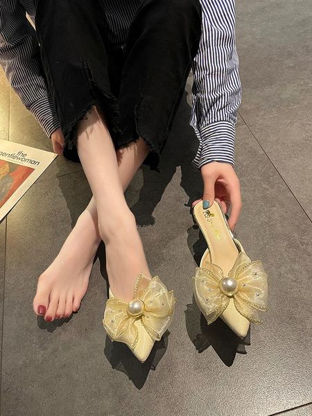 

sandals buckle strap stiletto heels all-match bow shoes 2021 women's suit female beige closed girls high fashion clear comfo, Black