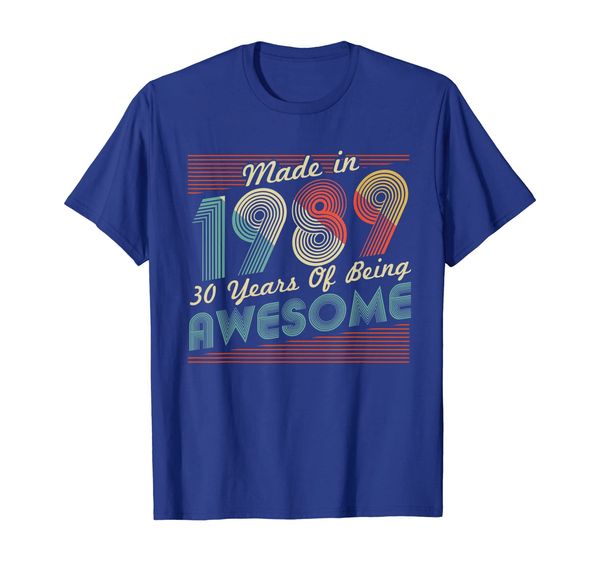 

made in 1989 t-shirt vintage 30th birthday 30 years old gift, White;black