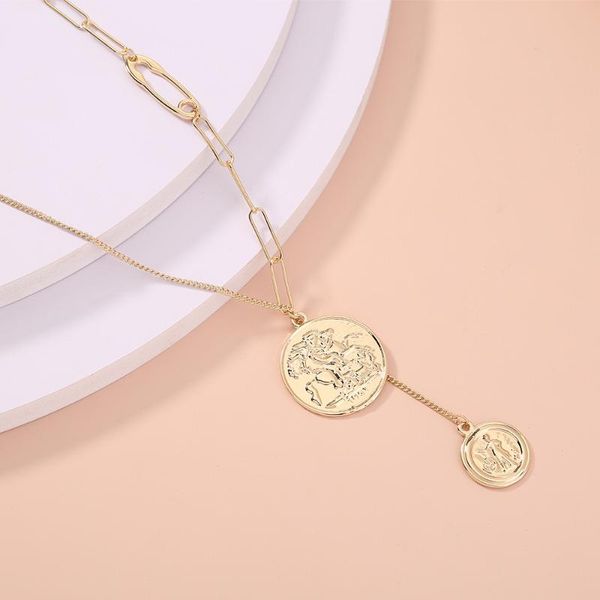 

chains vintage multi-layer coin chain choker necklace for women gold silver color fashion portrait chunky necklaces jewelry