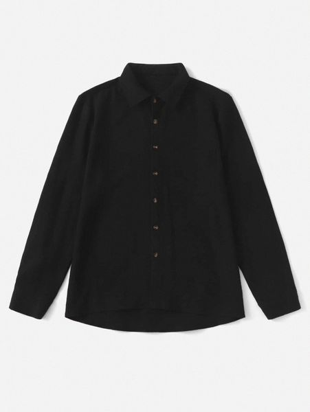 

men 1pc solid high low hem shirt m3cm#, White;black