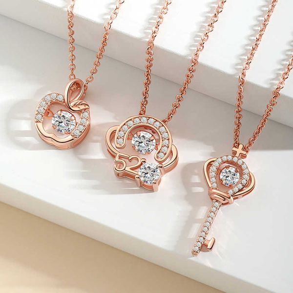

i love you lovers cross confession necklace rose gold inlaid diamond beating heart moving 520, Silver