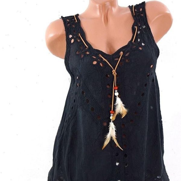 

women plus size tank u neck embroidery hollow out loose comfortable sleeveless summer camiseta mujer, White