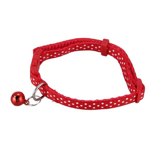 

dog collars & leashes pet puppy cat fashion polka dot print adjustable animals pp neck chain with bell s red