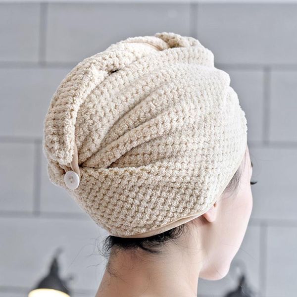 

towel bath wrap coral fleece quick drying hat soft water absorbent hair shower capfor women lady girl wet
