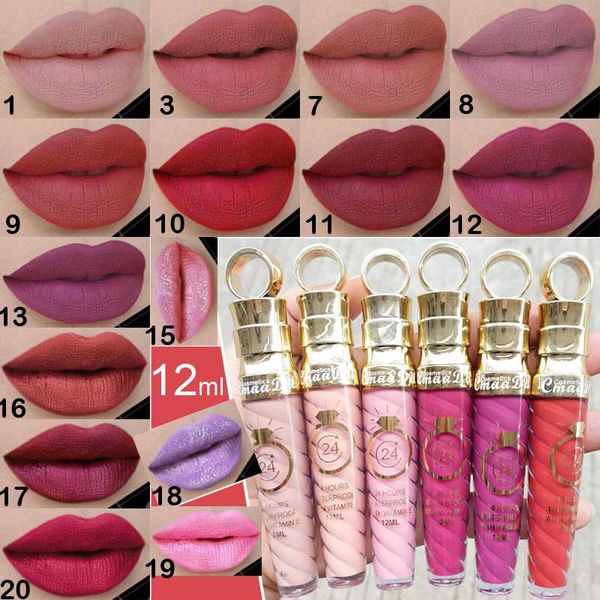 

20-color lipstick thread tube radish head matte metal beaded lip gloss