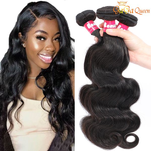 

raw indian body wave virgin hair 28 30inch unprocessed human hair weaves gagaqueen, Black
