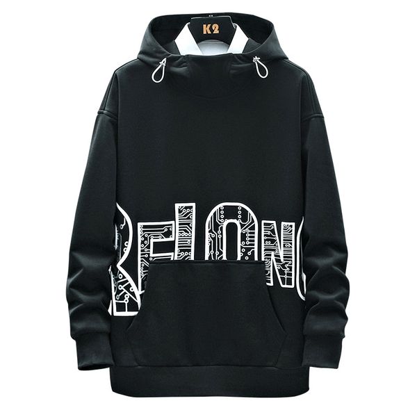 

2021 new japo casual o pescoo novo chegou rosa hoodie moletom estilo masculino hip hop alta streetwear roupas bhe0, Black