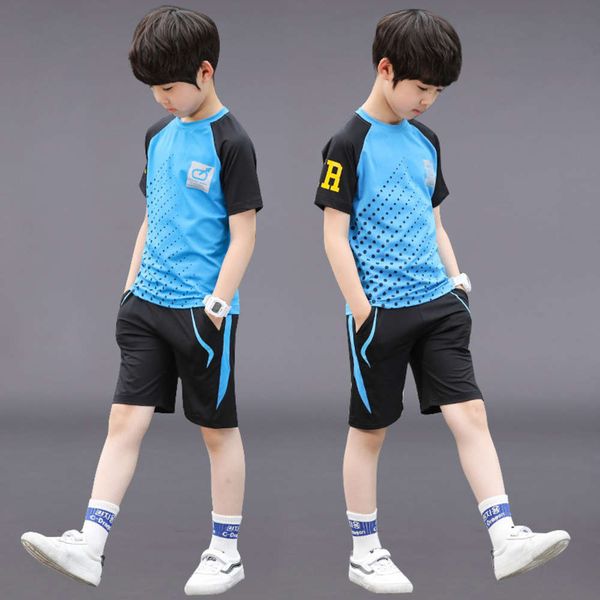 

children's sports 2021 summer new zhongda football quick drying boys' two piece suit, White