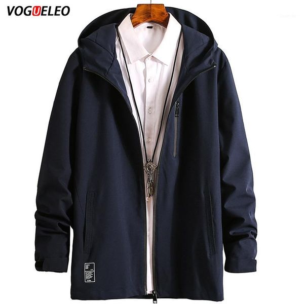 

vogueleo 2019 new style fashion business casual trench autumn oversize men clothing turn-down collar solid zipper japanese style1, Tan;black