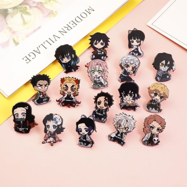 

pins, brooches anime collection demon slayer acrylic brooch badge, Gray