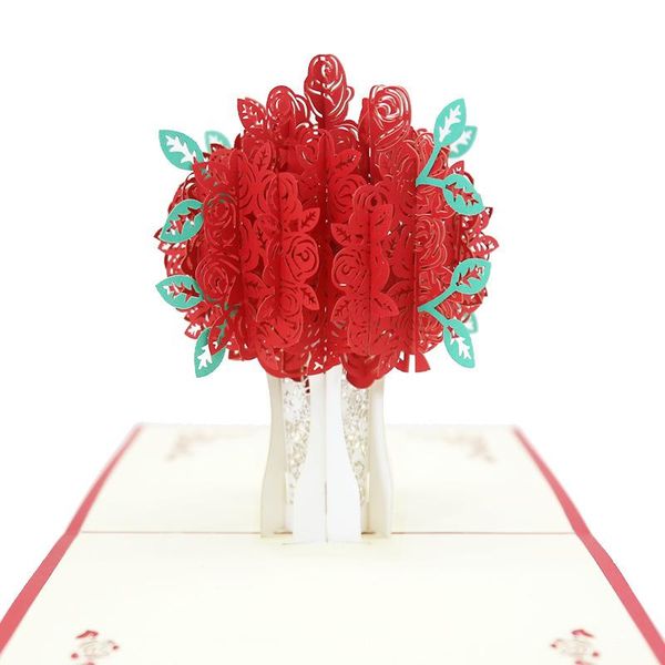 

greeting cards creative rose 3d stereo card valentine's day handmade paper carving customization