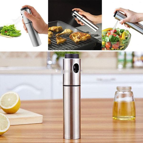 

silver stainless steel oil sprayer olive pump spraying oil bottle sprayer can jar pot tool can pot oil sprayer
