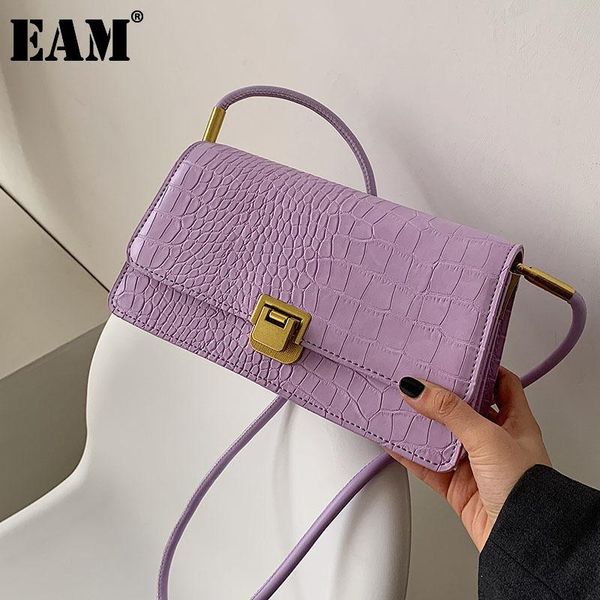 

[eam] women new crocodile pattern quality pu leather flap personality all-match crossbody shoulder bag fashion tide 2021 18a2115