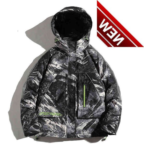 

covrlge man duck down jacket light thick s men's hooded fleece ins tooling trend big pocket men mwy036, Black