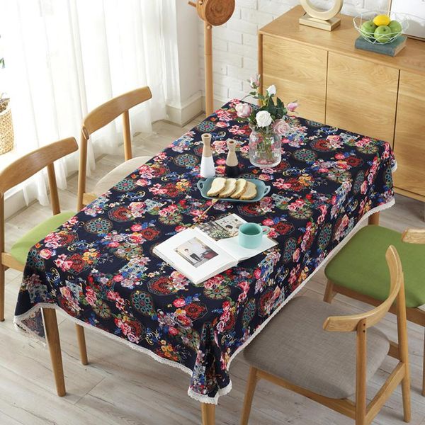 

table cloth vintage flower printed rectangular tablecloth lace decorative cotton dining el cover