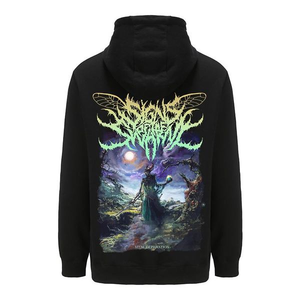 

men's hoodies & sweatshirts bloodhoof signs of the swarm long sleeve cotton pullover hoodie, Black