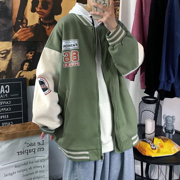 

men's jackets women's coats and high street hip hop baseball uniform casual coat loose splicing jacket 2021 fall, Black;brown