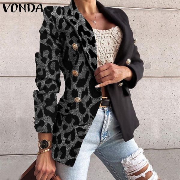 

women's suits & blazers women'blazer vonda 2021 female vintage printed long sleeve office suit women autumn coats elegant formal o, White;black