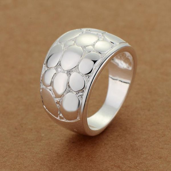 

cluster rings pure silver 925 for women girl wide round finger ring bague femme anel fashion jewelry accessories party gifts wholesale, Golden;silver