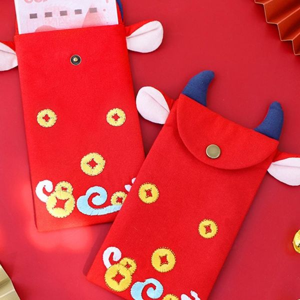

gift wrap c9ga embroidered red envelope ox shaped cartoon cloth year envelopes for spring festival wedding birthday use lucky