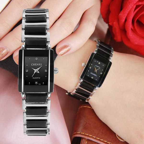 

chenxi brand lady watch elegant black ceramics simple minimalism small narrow quartz casual watch woman wristwatch 201204, Slivery;brown