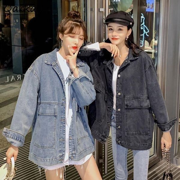 

women's jackets women basic denim vintage spring loose retro all-match fashion solid bf style simple single breasted female chic, Black;brown