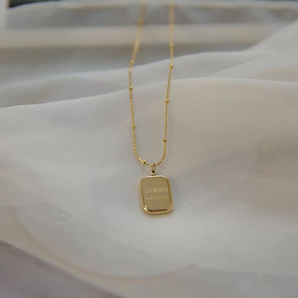 

pendant necklaces charm simple design gold plated necklace for women stainless steel choker jewelry accessories, Silver