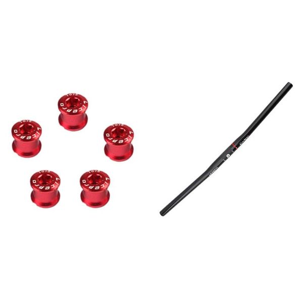 

bike handlebars &components litepro 5 pcs bicycle chainwheel screws alloy cnc double chainring bolt & 1 full carbon fiber folding handlebar