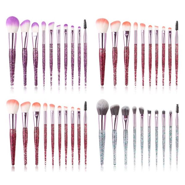 

makeup brushes 10pcs brush set acrylic glitter diamond crystal handle soft hair powder blush foundation make up tool kits