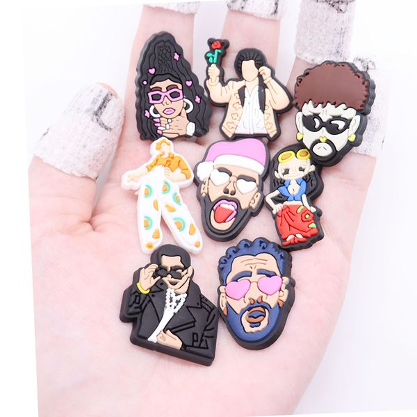 

wholesale moq 100pcs+ rock fashion women man shoe charm part decorations shoes accessories jibbitz for croc charms clog backpack wristband k, White;pink