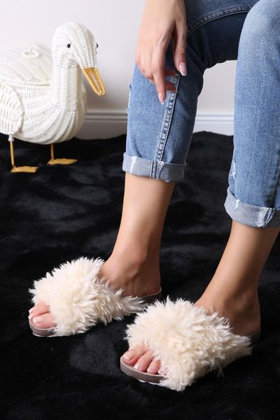 

slippers shaggy polyurethane outsole 165-2317 women, Black