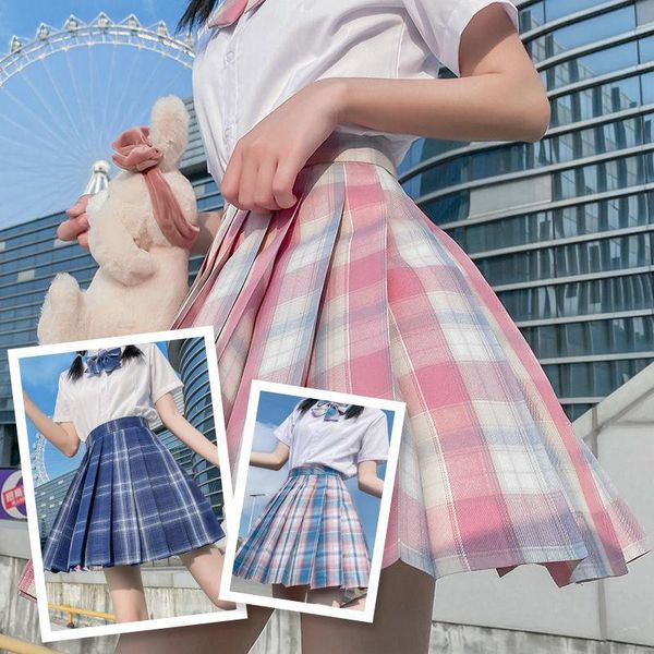 

skirts 2021 summer fashion women plaid harajuku y2k high waisted kawaii jk cosplay pleated skirt ladies sweet mini, Black