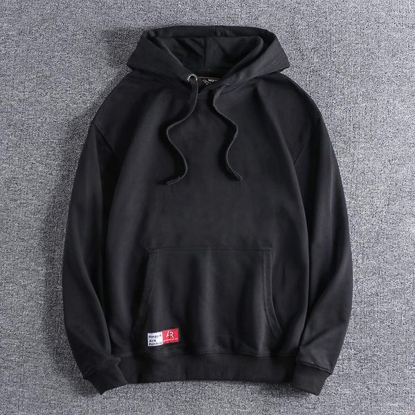 

men's hoodies & sweatshirts 2021 autumn winter fashion 100% cotton british retro youth loose slim fit hooded pullover sports top, Black
