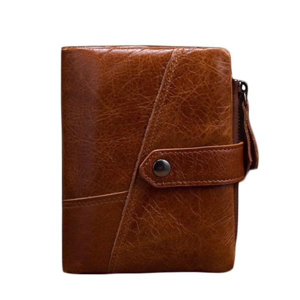 

men wallets 2021 spring short fashion vintage cowhide zipper hasp coin bag male patchwork clutch card holder classic pouch 6029, Red;black