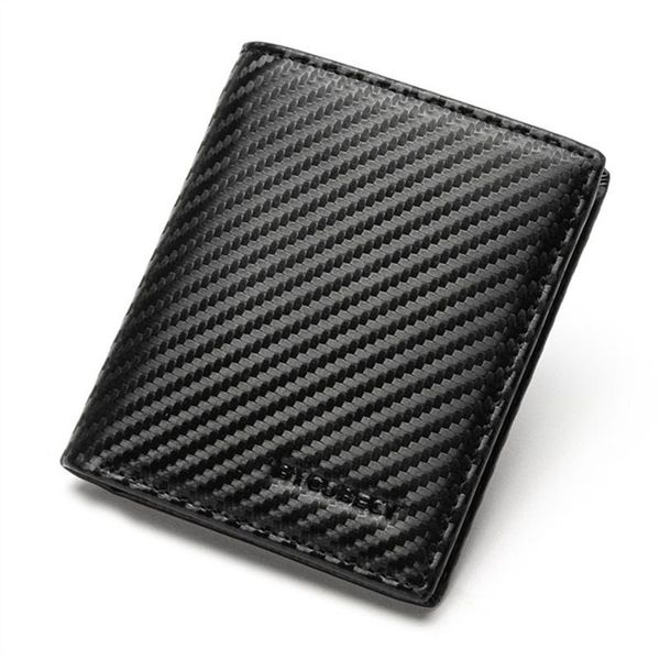 

wallets 2021 men's wallet pu leather business short clip carbon fiber black multifunctional mini with po frame, Red;black