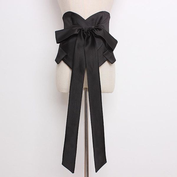 

belts [eam] 2021 spring summer black bangahe bow irregular temperament personality long wide belt women fashion all-match jr927, Black;brown