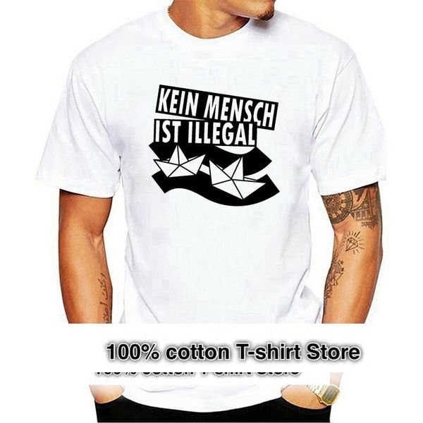 

men's t-shirts no person is illegal (3) girlie shirt punk hardcore antifa refugees welcome, White;black