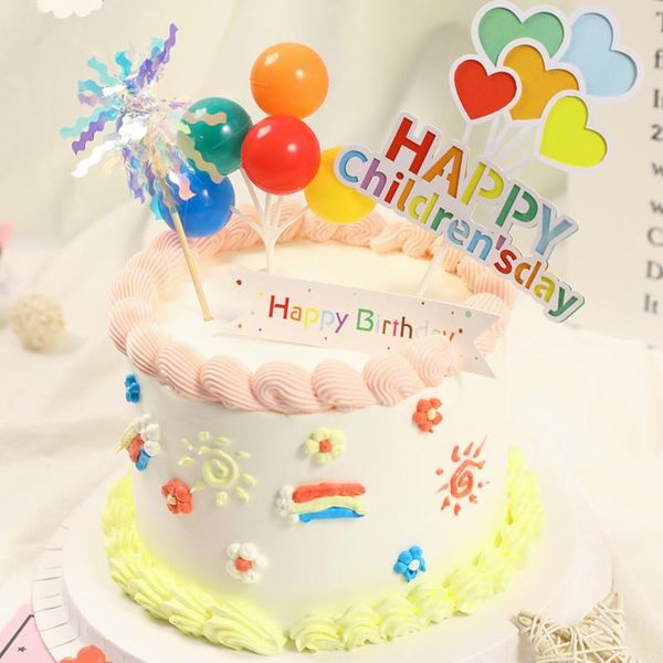 

other event & party supplies happy birthday cake er colorful balloon decoration wedding dessert for cupcake baking
