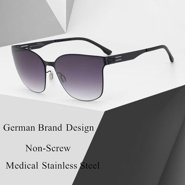 Sonnenbrille 2021 Deutsche Marke Design Männer Polarisierte Nicht-Schraube Edelstahl Sonnenbrille Rahmen Super Licht Brillen Sunny