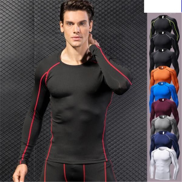 

running jerseys basketball sport long sleeve shirts mens quick dry compression shirt t-shirt men clothes o-neck fitnees shirt1, Black;blue