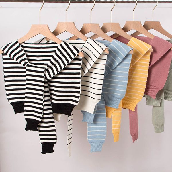 

striped double-sided knitted shawl for women in spring and autumn, Blue;gray