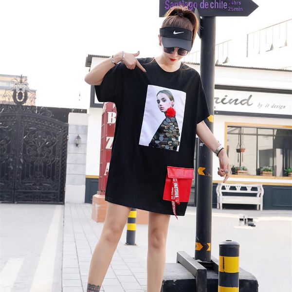 

t shirt 2021 spring and summer women's street medium length short sleeve personalized loose large, White