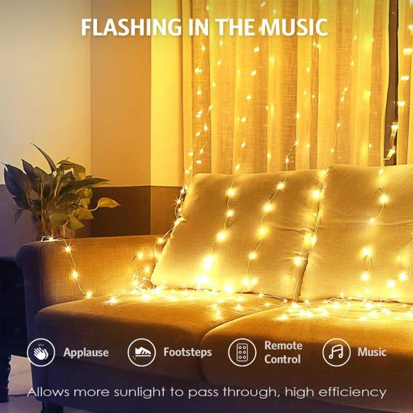 

3x3m icicle curtain fairy lights holiday lights usb remote control led string garland party garden christmas decor
