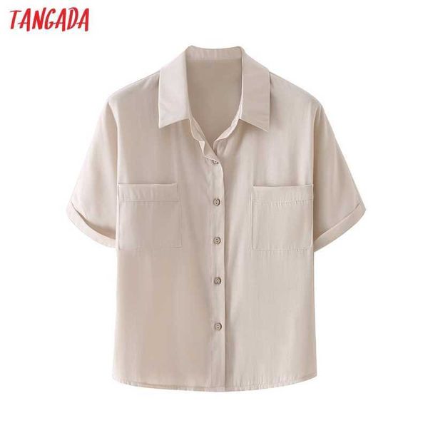 

tangada spring women solid shirt blouse shirt sleeve chic female office lady shirt blusas femininas da63 210609, White