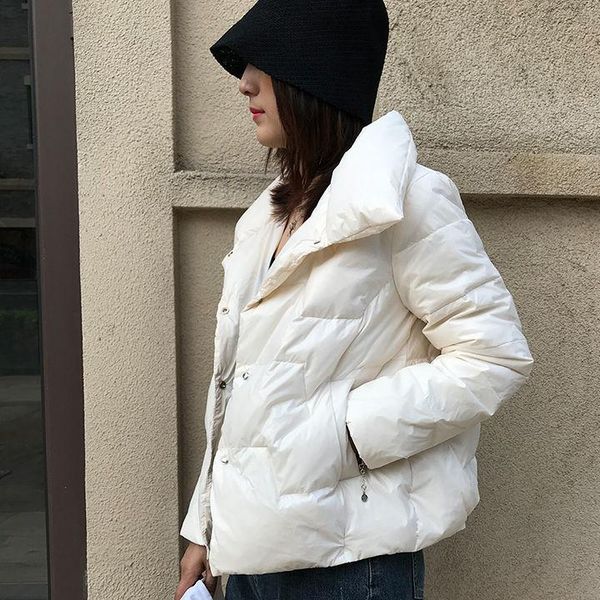 

women's down & parkas 2021 white winter jacket parka female bread single button coat jackets ladies duck coats outerwear s-l q159, Black