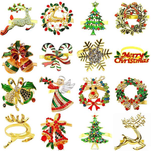 

christmas napkin ring tree set elk metal snowflake napkin buckle cloth