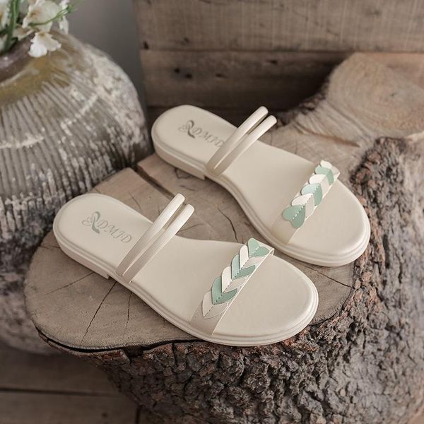 

sandals low woman leather open toe strappy heels female shoe 2021 summer two weare low-heeled outside peep comfort girls clear, Black