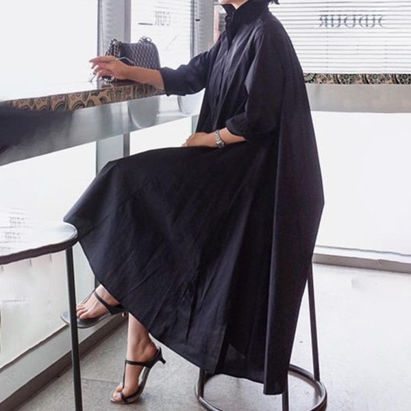 

casual dresses solid woman long shirt dress cotton clothing spring autumn loose clothes big women vestidos de mujer, Black;gray